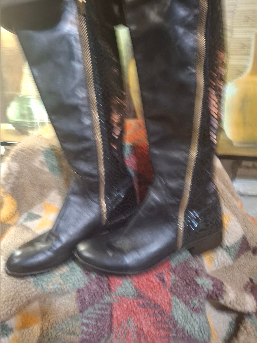 Michael Kors Black Over-the-Knee Zip-Front Riding Boots